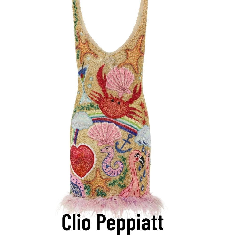 Clio Peppiatt Colorful Embellished Mini Dress